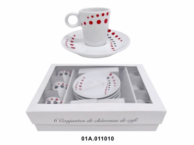 PORCELANA -EMB. C/6 CHAVENAS CAFE Nº4 B/VERM. 6CM
