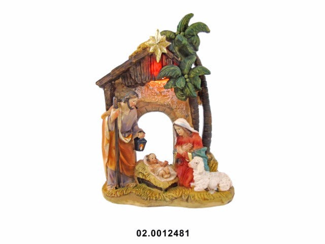 MARFINITE - HOLY FAMILY NATIVITY SCENE WITH LIGHT 15CM