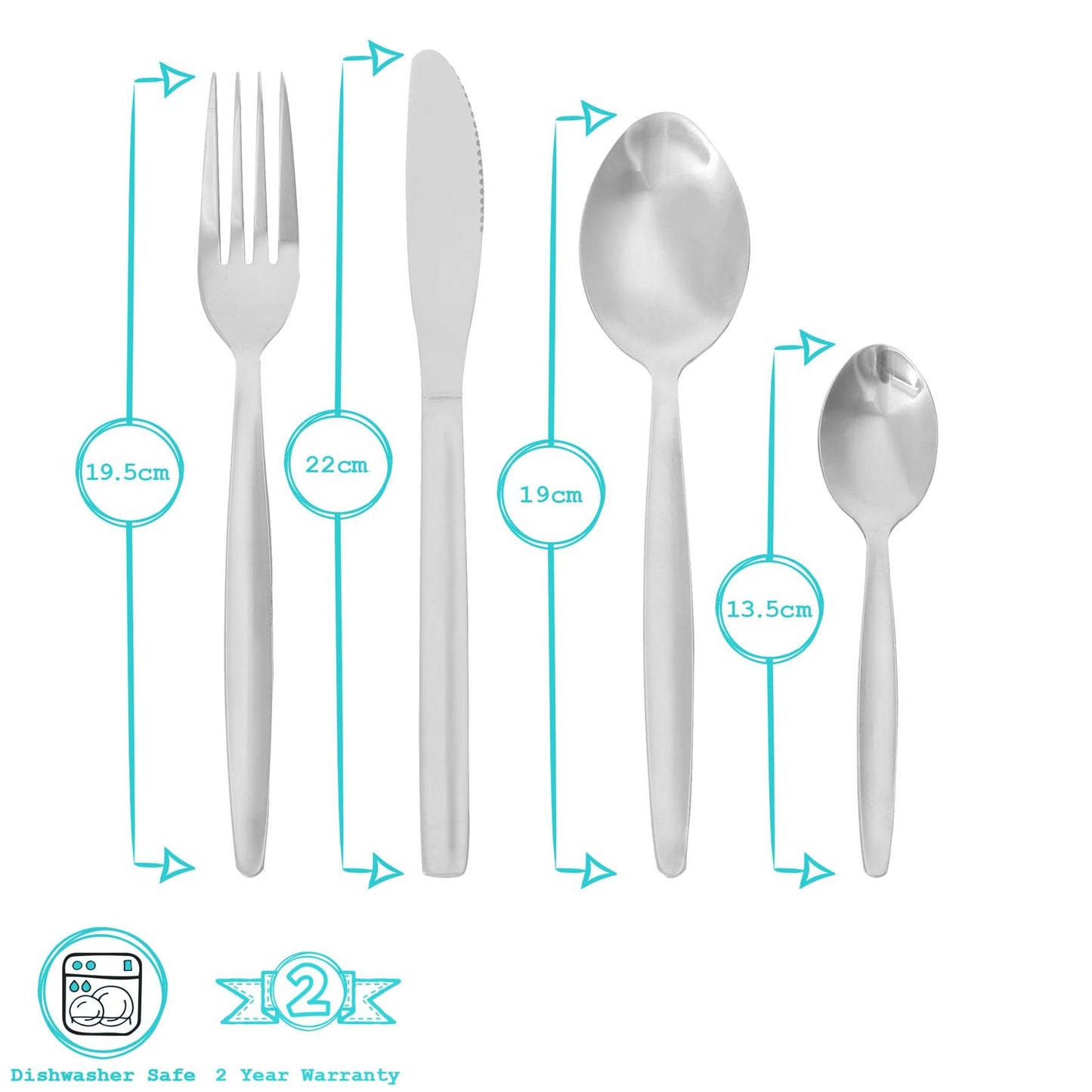 24pc Economy Stainless Steel Cutlery Set - Pack of 6