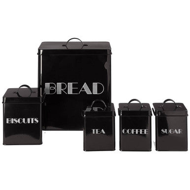 Easton 5 Piece Black Kitchen Storage Set