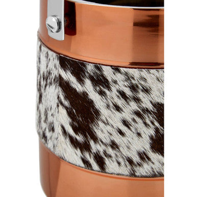 Albany Copper Finish and Hair on Leather Ice Bucket