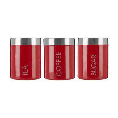 Red Enamel Tea Coffee And Sugar Set | Liberty
