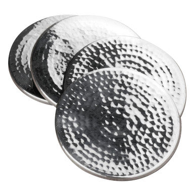 Set of Four Hammered Effect Stainless Steel Coasters | Mixology
