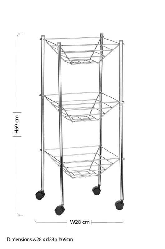 Mara 3 Tier Storage Cart With Wheels