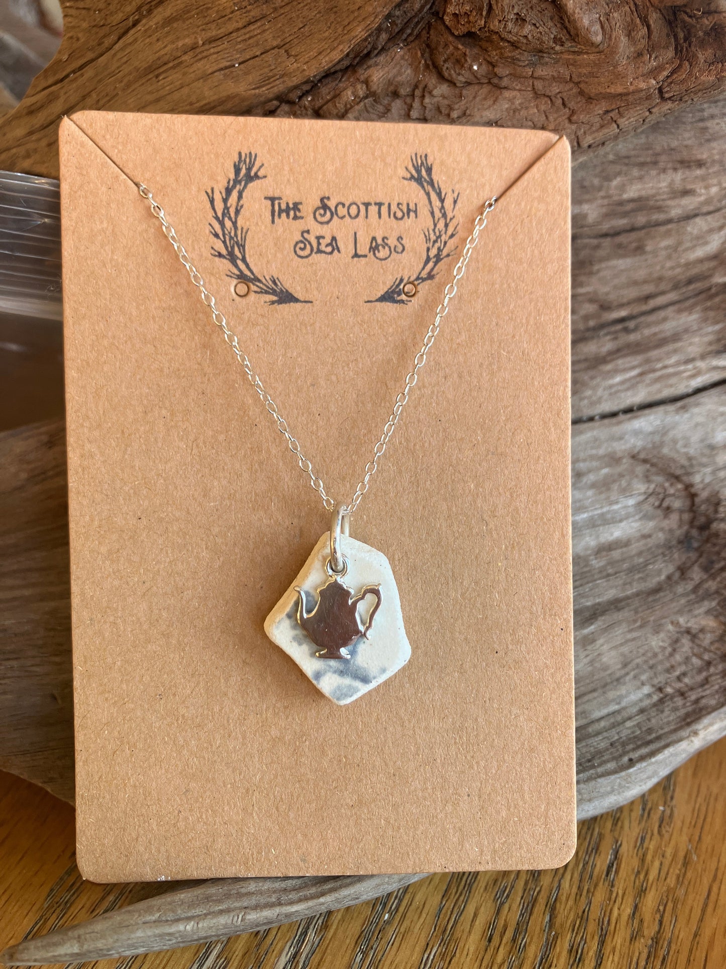 Teapot Scottish Sea Pottery 925 pendant