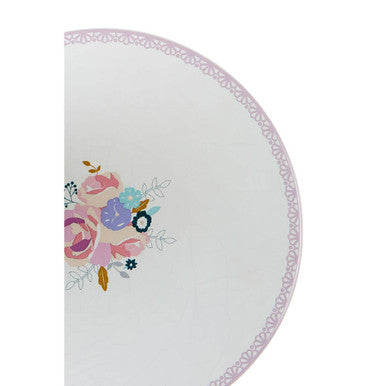 Amelie White Ceramic Cake Stand with Floral Pattern