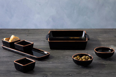 Black Glazed Terracotta Set of 2 Small Bowls | Calisto