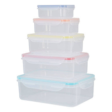 5 Piece Rectangular Food Containers with Airtight Lids | Herrela