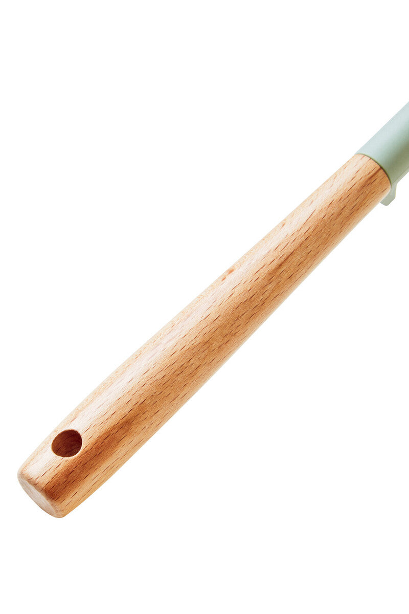 Sage Green Silicone Slotted Turner with Wood Handle | Nova