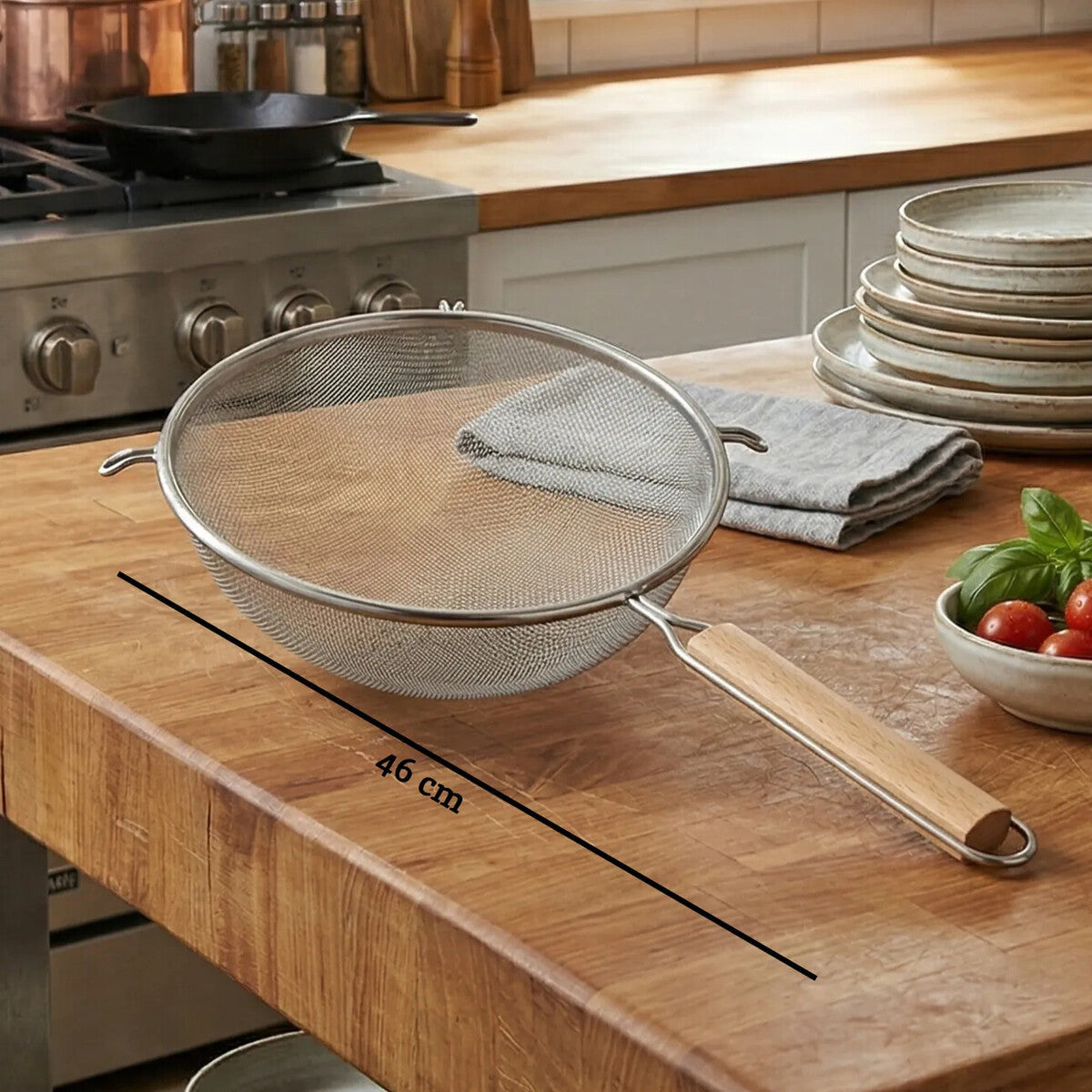 Large Sieve With Wooden Handle | Zenigo