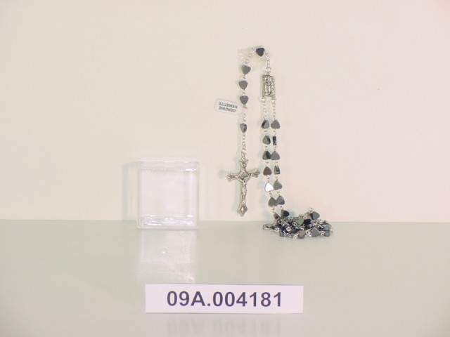 ART. RELIGIOSO -TERÇO VIDRO CINZA (CORAÇAO)