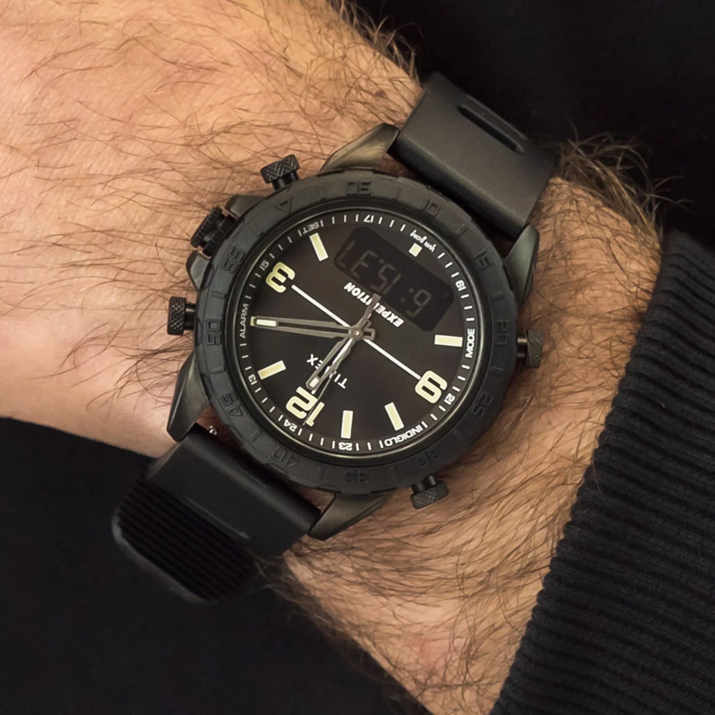 Timex Men's Black Silicone Watch, Brass Case | Tw4b17000