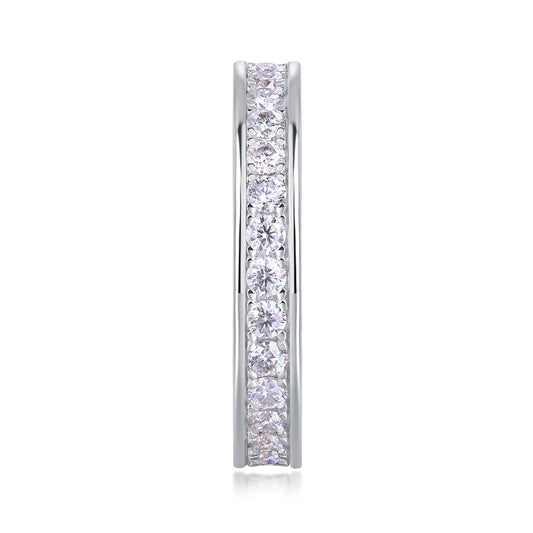 Trajectory - Set With Top-quality Moissanite S925 Silver And Platinum-plated Diamond Wedding Ring, The Ring Can Be Tested With A Diamond Pen In Gold And Rose Gold