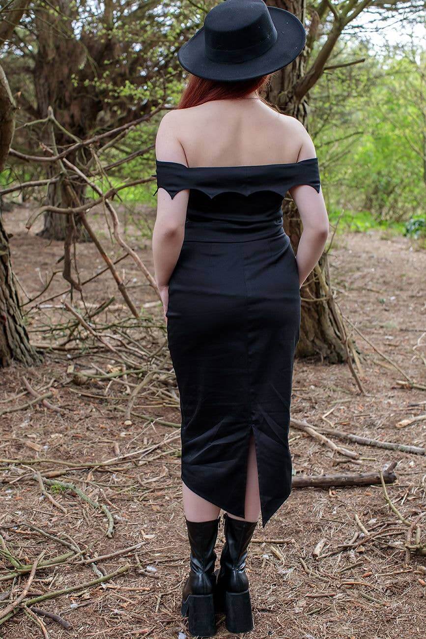 Alternative Coven United Black Bat Collar Wiggle Dress