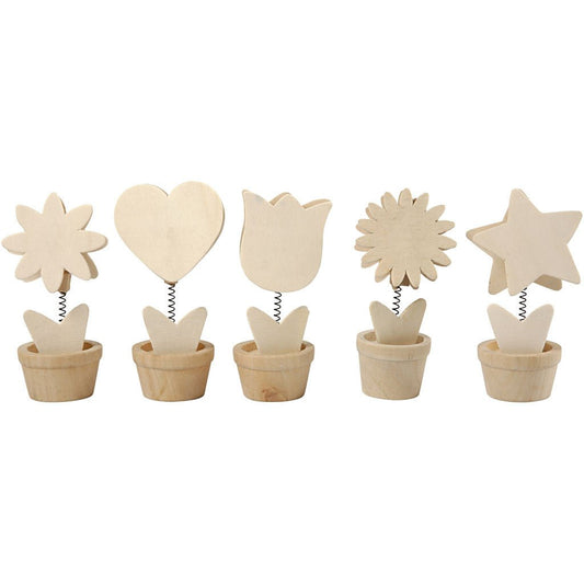 10 x Plywood Memo Holders With Metal Spring Decoration Crafts 10cm