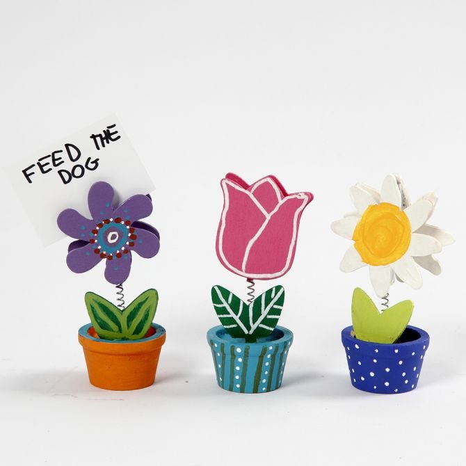 10 x Plywood Memo Holders With Metal Spring Decoration Crafts 10cm