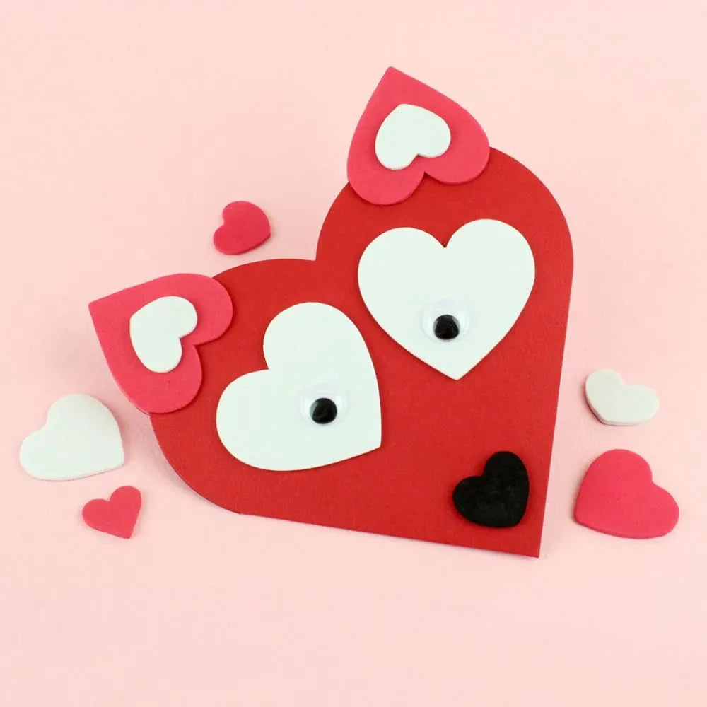 10 x Red Heart Shaped Blank Cards 12.5cm & Envelopes Hammer Finish Craft Making