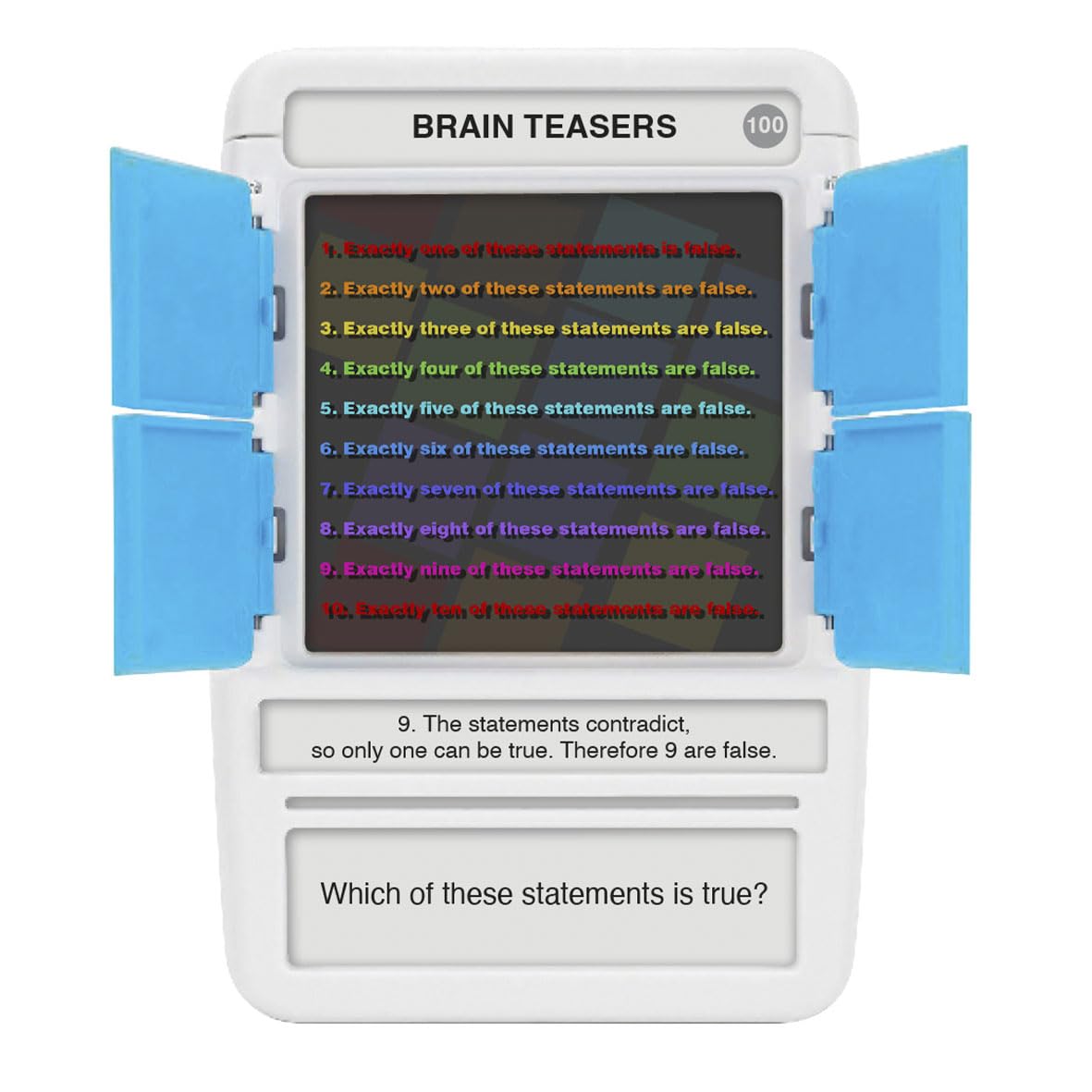 100 PICS Brain Teasers Travel Game - 100 Puzzles & Slide Reveal Cards