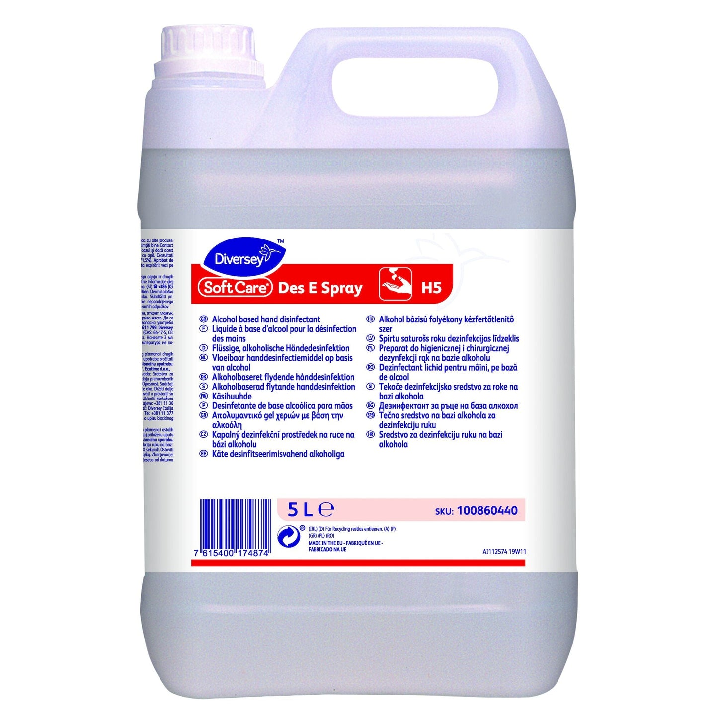 2 x Soft Care Des E Spray H5 Hand Sanitiser 2X5L W3646