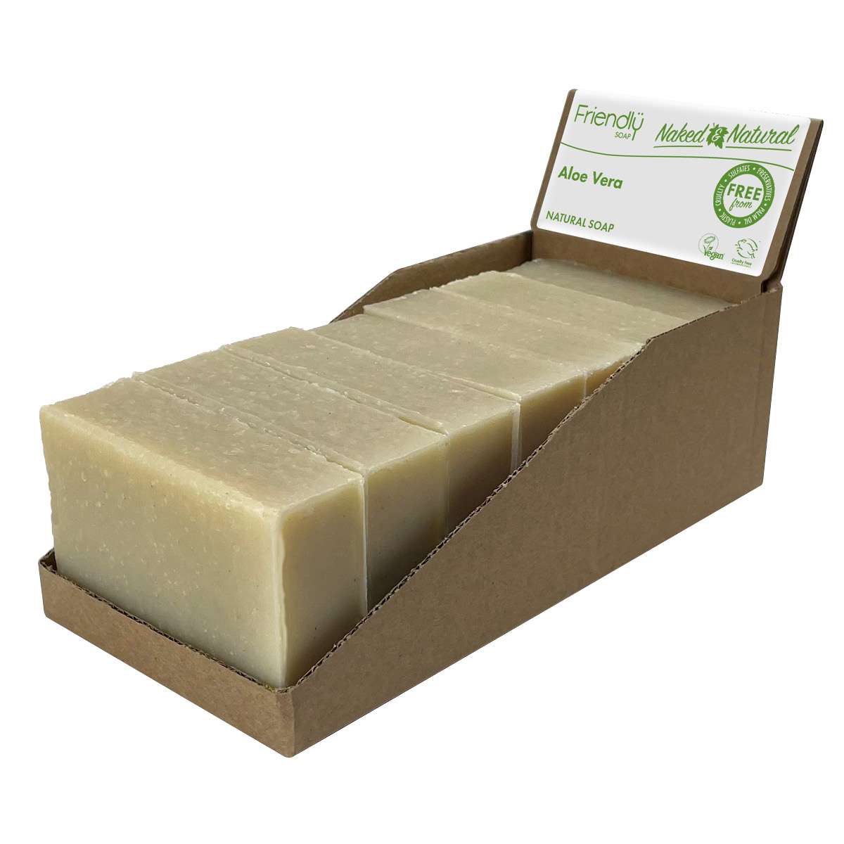 6 x Friendly Soap Naked & Natural Bath Soap Aloe Vera - 95g