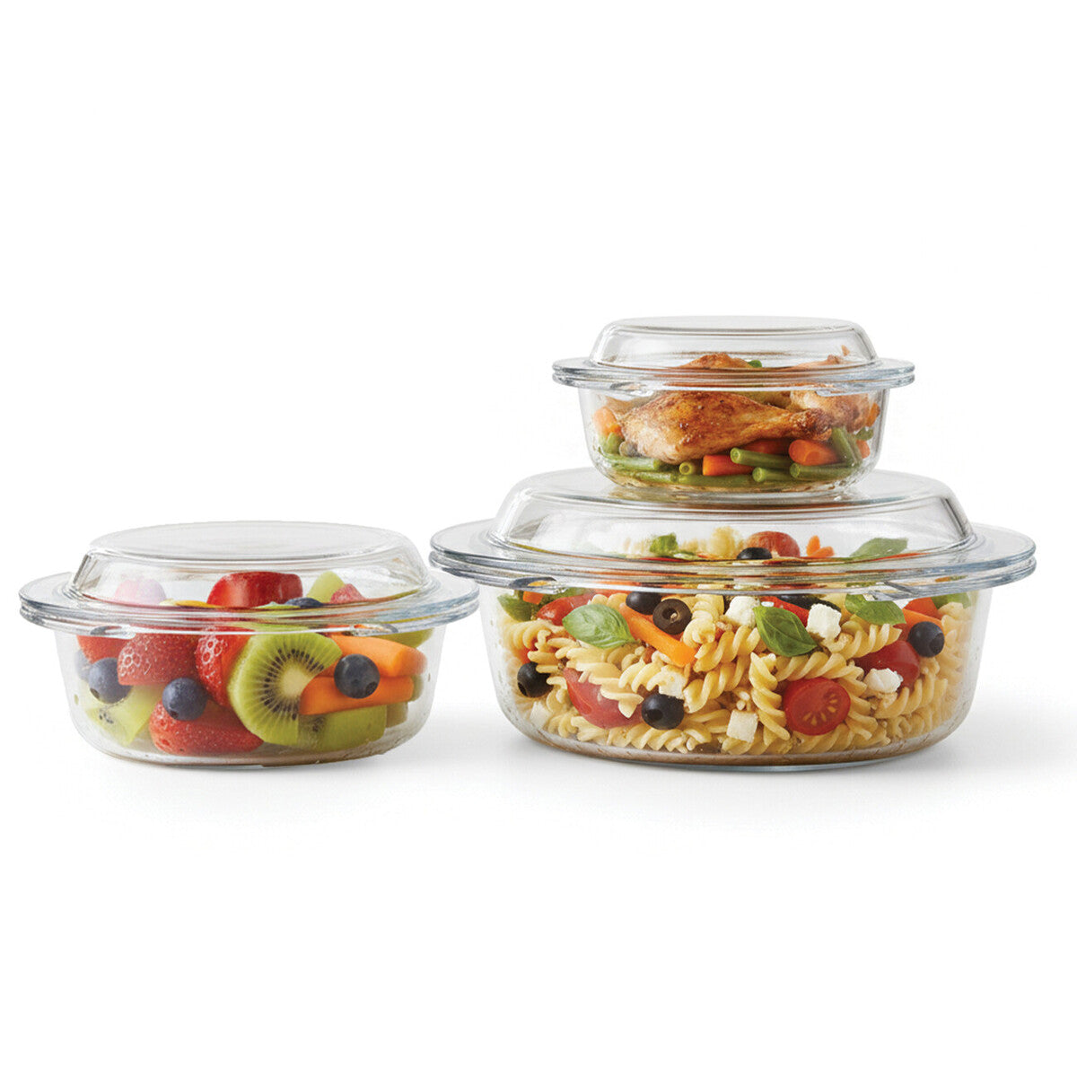 Set of 3 Borosilicate Glass Casserole Dishes | Ovenlove