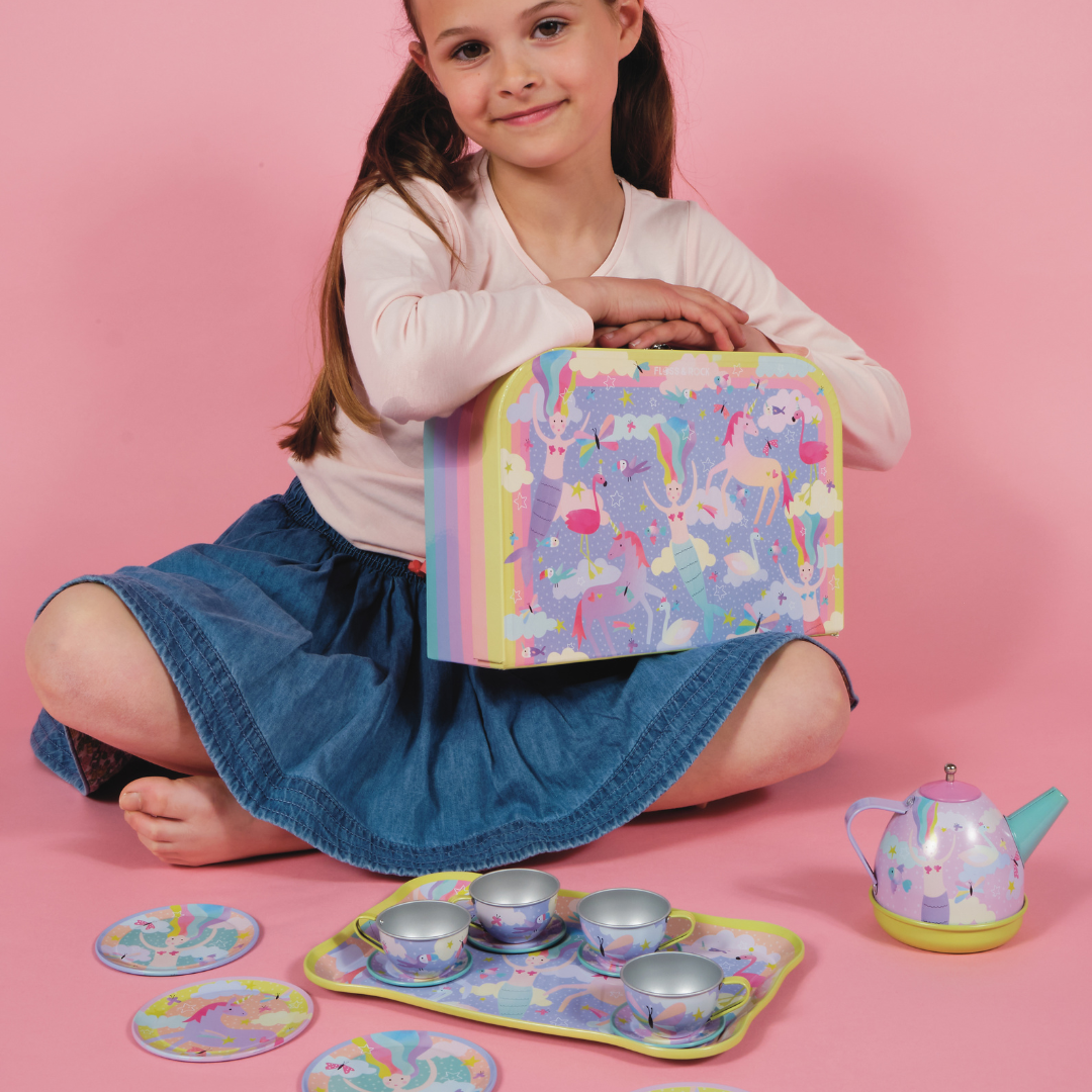 Musical Tin Tea Set 15 Piece - Fantasy
