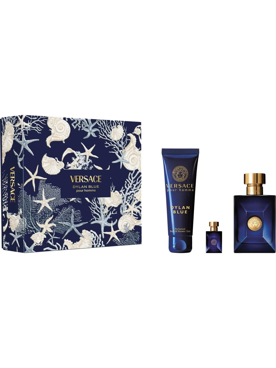 Versace Pour Homme Dylan Blue Gift Set 100ml EDT + 150ml Shower Gel + 5ml EDT Men's Fragrance
