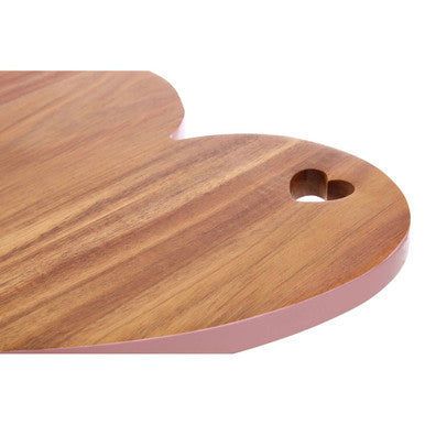 Acacia Heart Chopping and Serving Board with Pink Edge | Socorro
