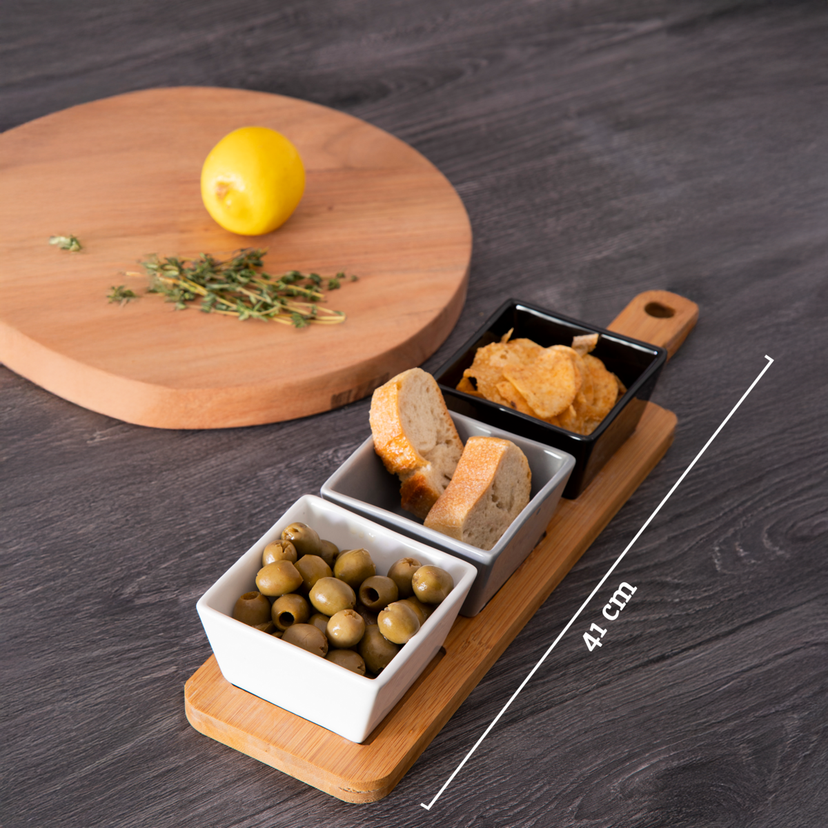 Serving Board with Square Dishes | Soiree