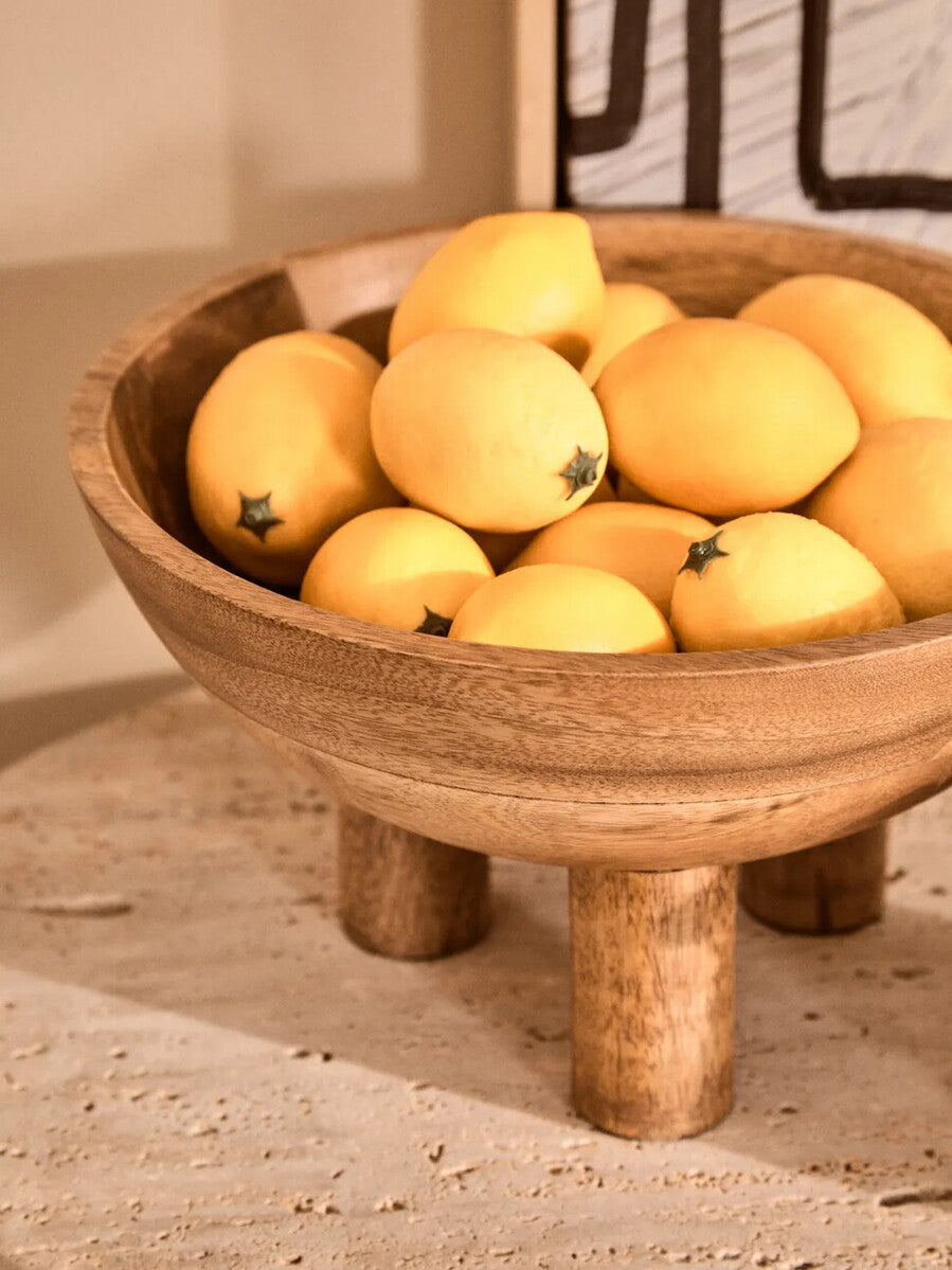 Mango Wood Serving or Fruit Bowl with Footed Base | Kara