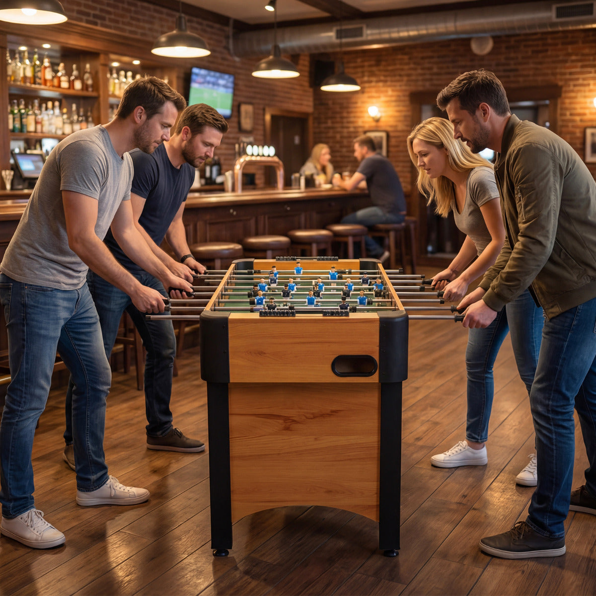 119 CM Competition Full Size Soccer Game Table with 22 Players-Black