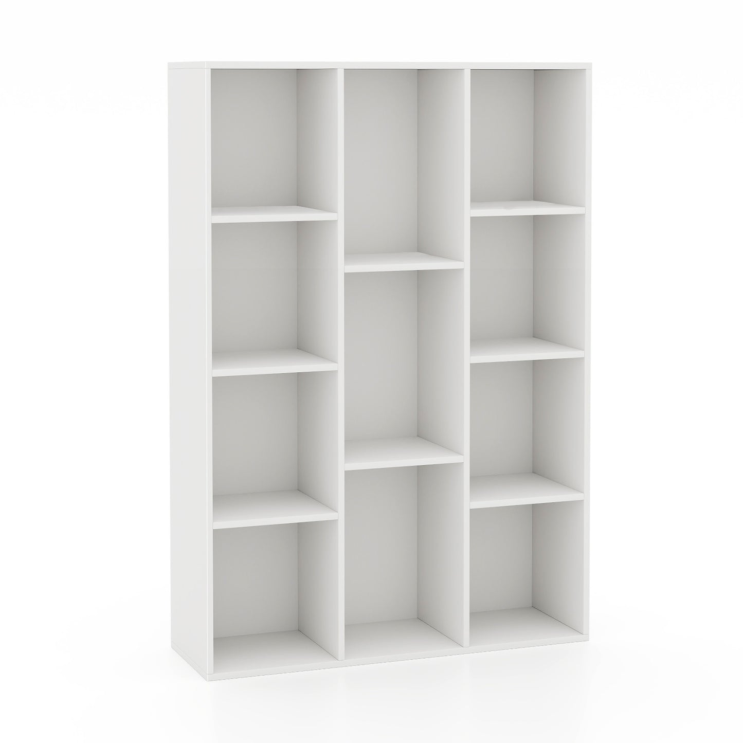 11-Cube Bookcase Modern Geometric Bookshelf with Anti-tipping Kits-Rustic Brown