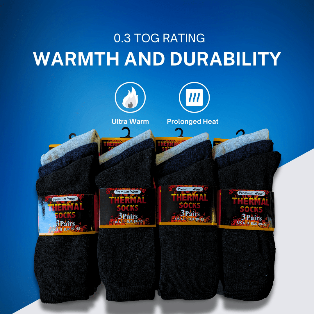 Heatwave Thermalwear Men's Black Thermal Socks 12 Pairs Double Brushed Advanced Knitting Technology
