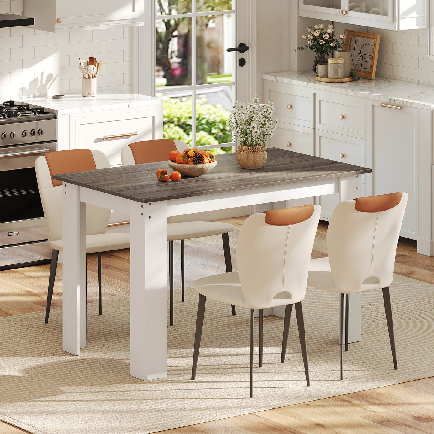 120 CM Dining Table for 4-6 People Wooden Rectangular Table Long Dinner Table-Natural