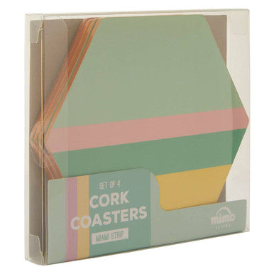 Set of 4 Miami Striped Gold Foil Coasters | Mimo