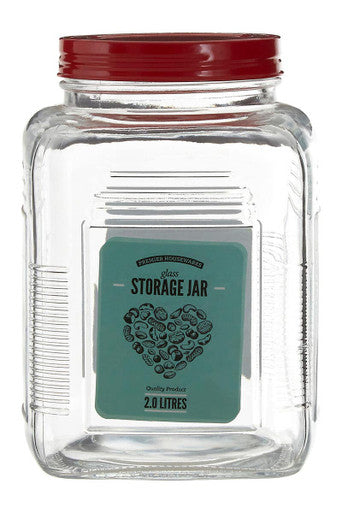 Assorted Square Clear Glass Large Storage Jar | Luca
