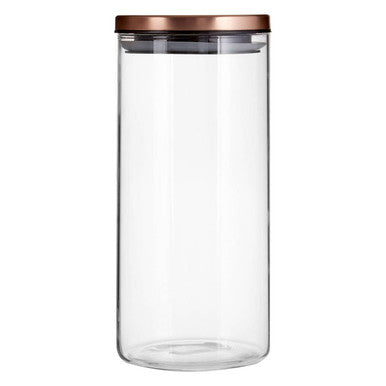 Glass Storage Jar with Rose Gold Lid 1300ml | Freska