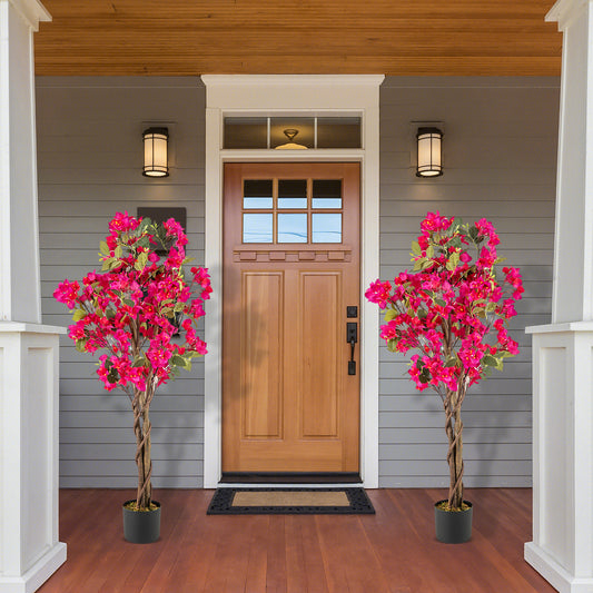 120 CM Tall Artificial Bougainvillea Tree with Blooming Flowers- Rose
