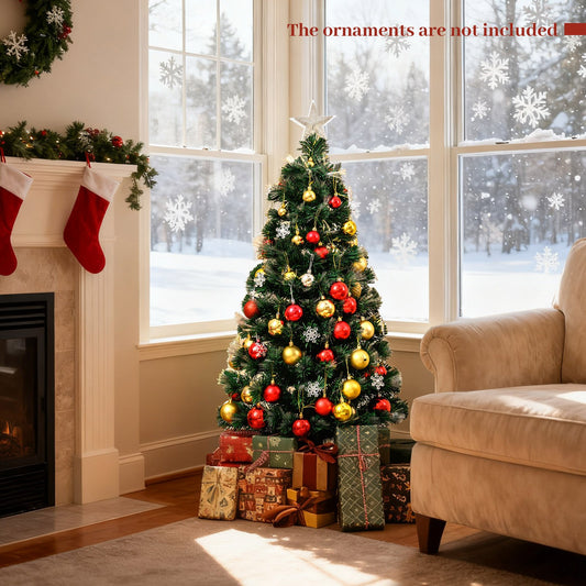 120/150 cm Fiber Optic Christmas Tree Artificial Pre-lit Xmas Tree with 8 Lighting Modes-1.2 M