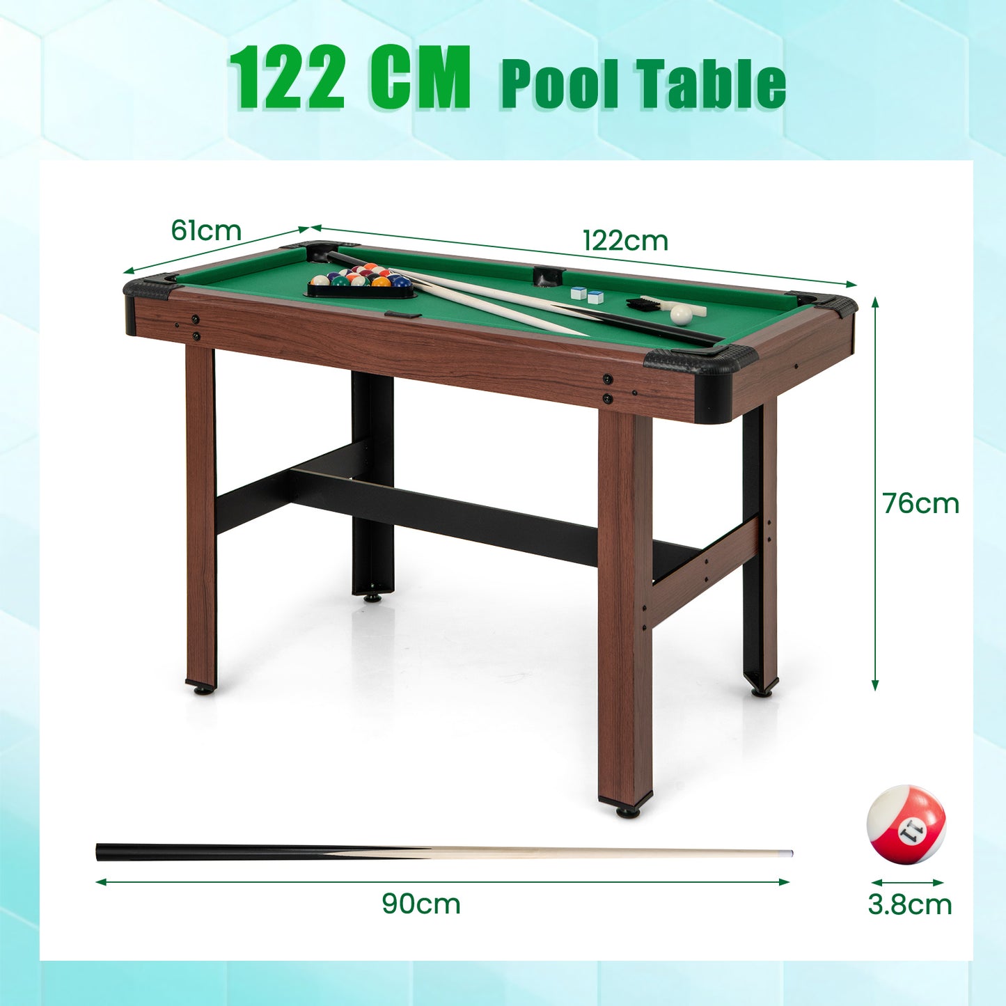 122 cm Wooden Pool Table for Kids and Adults-Blue