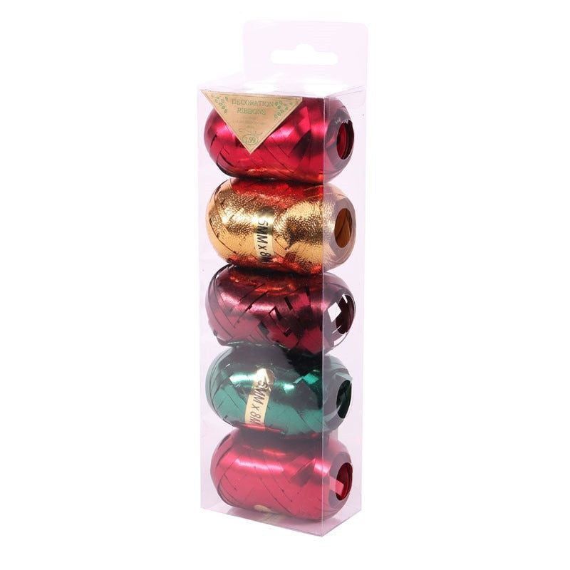 Red Green Burgundy & Gold Acetate Ribbon Cops (x5)