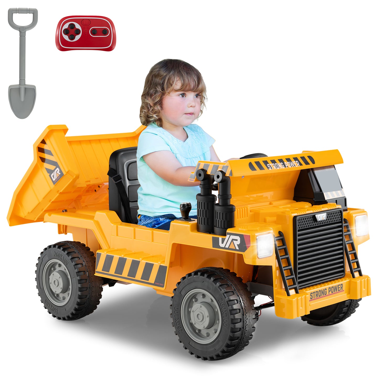 12V Kids Ride on Dump Truck with Electric Dump Bed-Green