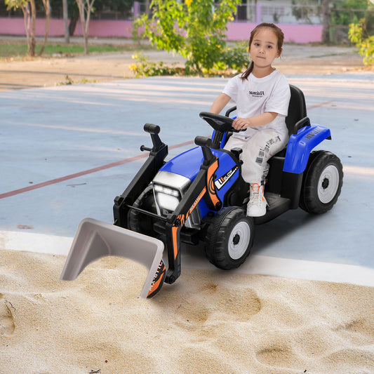 12V Battery Powered Loader Digger with Adjustable Arm and Bucket-Blue