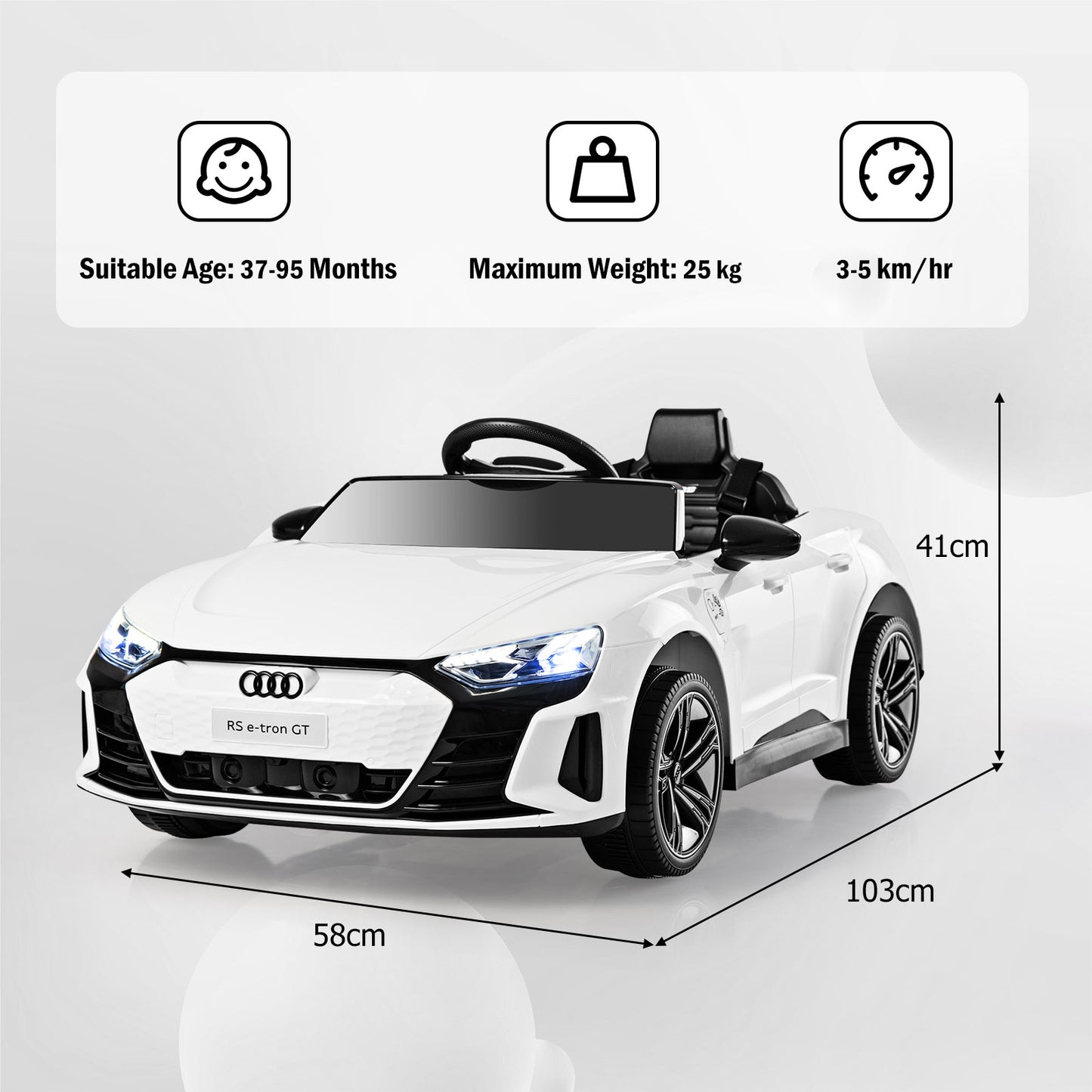 12V Audi Licensed Electric Kids Ride On Car with Remote Control-Black