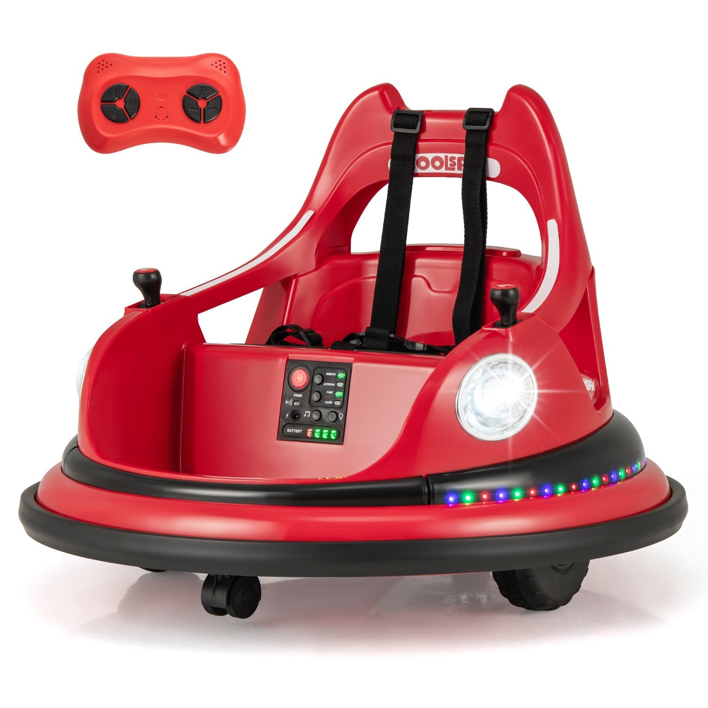 12V Kids Ride On Bumper Car with Dual Joysticks and 5 Light Effects-Blue