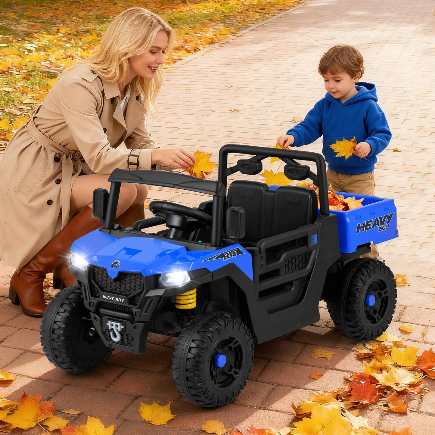 12V Ride on Dump Truck with Electric Dump Bed with Music and Remote Control-Black