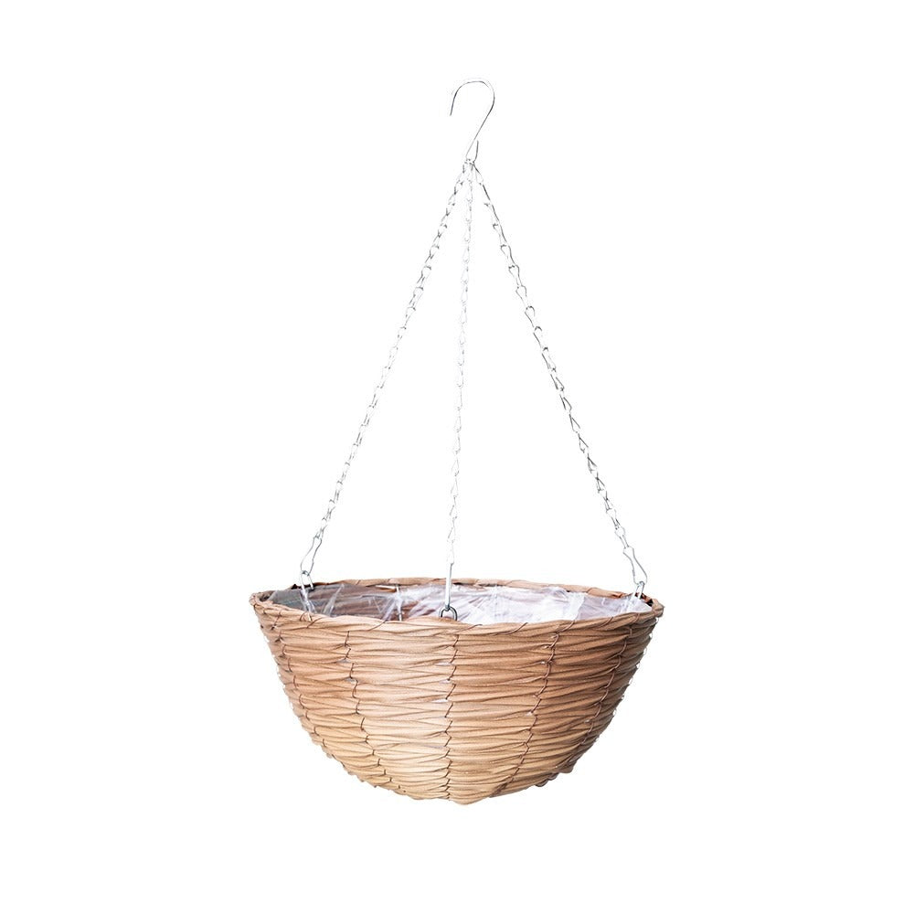14 inch Faux Rattan Hanging Basket Natural