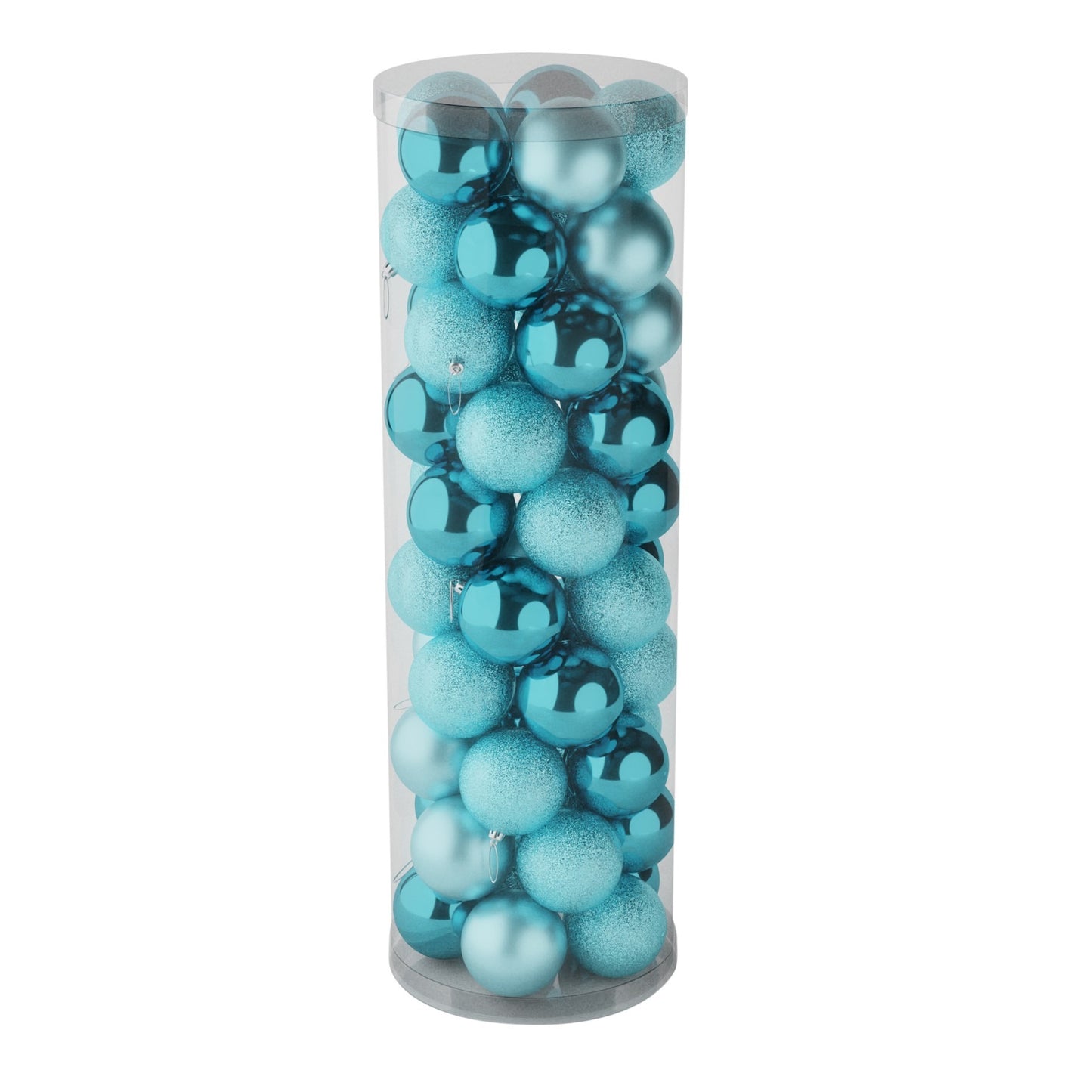 48 Ice Blue Baubles in Matt Shiny & Glitter Finish (10cm)