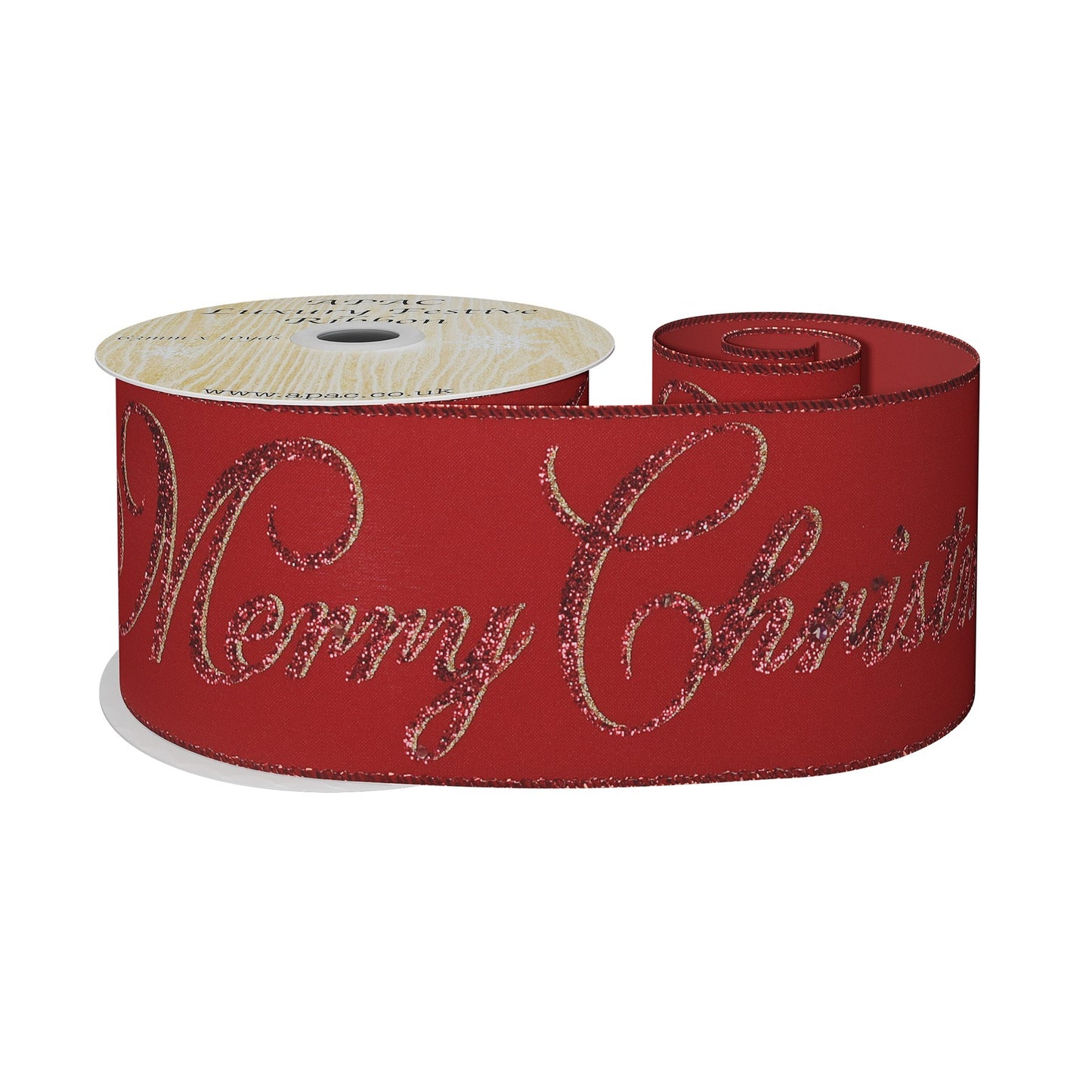 Red & gold Glitter Merry Christmas ribbon