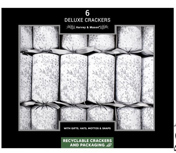 6 Deluxe Winter Glitter Crackers (13.5 Inch)
